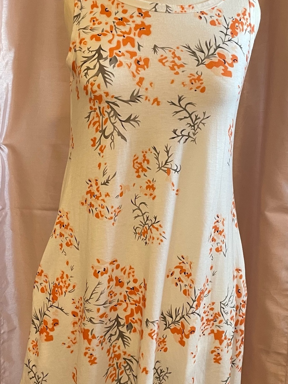 Amazon White Sleeveless Dress with Orange Floral Print - Picture 2 of 8